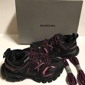 Balenciaga Track Trainers Black Pink Women Size 8 BST VNDS Runners